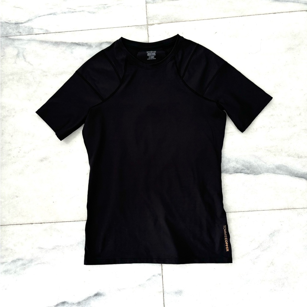 Tommy Copper Compression Shirt Black Short Sleeve Infused Men L Workout Gym